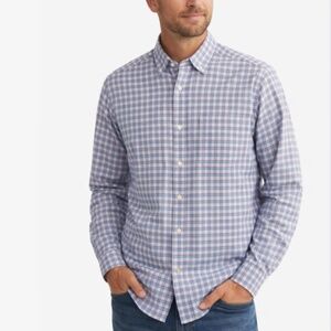 Faherty Ventura Blue and Salmon Plaid Button Down Long Sleeve Shirt Size Large